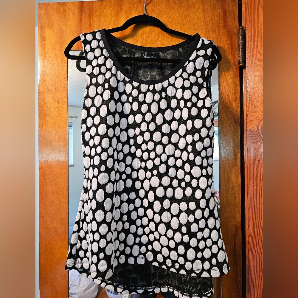 Ruby Couture Polka Dot Tunic Tank, Sz L
